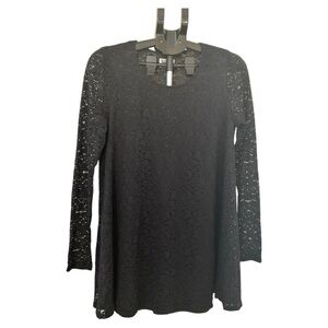 Show Me Your Mumu Lace Mini Dress L Long Sleeve Sheer Black Party Dress Size M